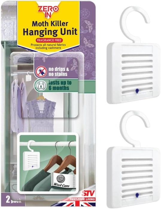 Zero in Moth Killer Hanging Traps for Clothes Pack of 2 Glue Monitoring Odour Free Fragrance Kill Moths Larvae & Egg - 4328