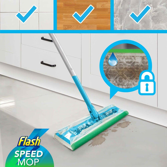 Flash Speed Mop Starter Kit Fast Easy & Hygienic Floor Mop Kit With 6 Pads - Finish