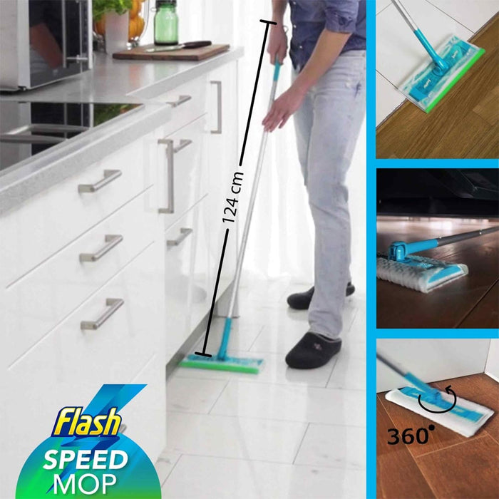 Flash Speed Mop Starter Kit Fast Easy & Hygienic Floor Mop Kit With 6 Pads - Finish