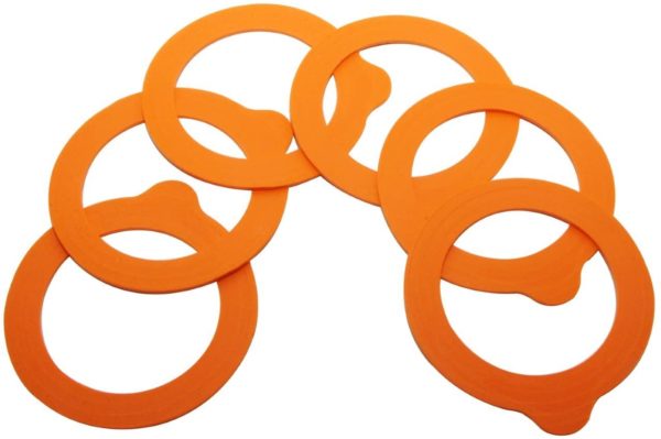 Kilner 6 Standard Rubber Seals for Large Clip Top Jars – Orange For 3 litre Jars