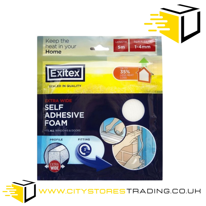 Exitex White Self Adhesive Foam Strip 5m