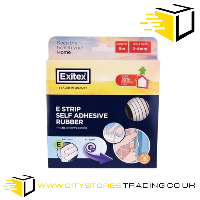 Exitex White E Strip Self Adhesive Rubber Strip 5m