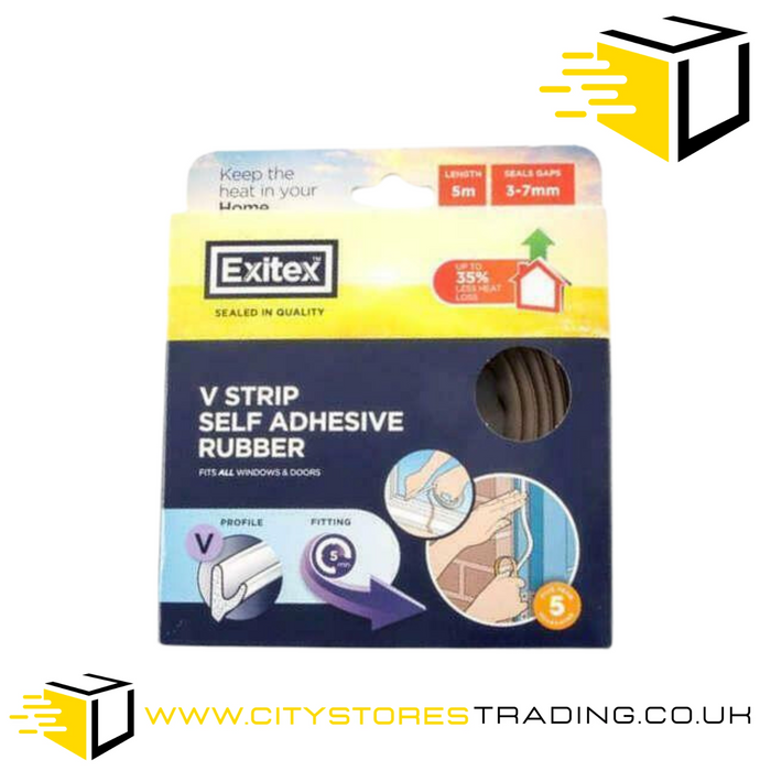 Exitex Brown V Strip Self Adhesive Rubber Strip 5m