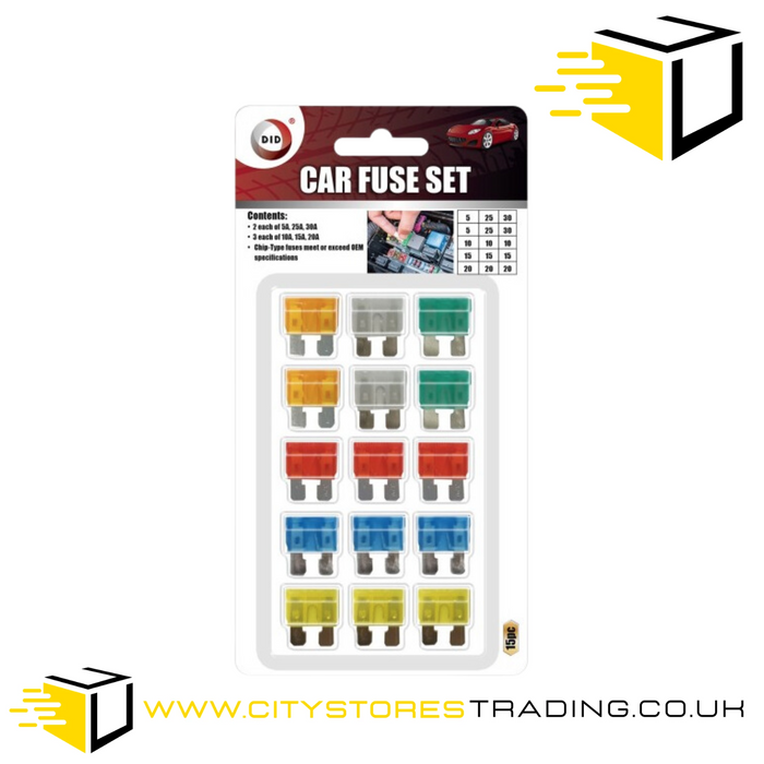 15pc Car Fuse Set - City Stores