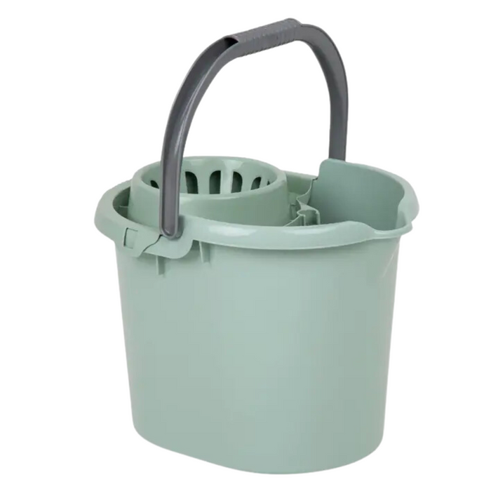 Wham Casa 16L Mop Bucket Silver Sage Durable Plastic Sturdy Handle Easy Clean Mop Pail