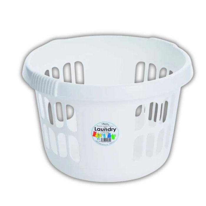 Wham Casa Round Laundry Basket Ice White, Durable Plastic, Spacious & Stylish