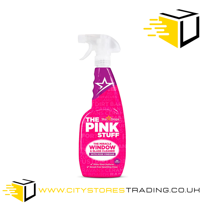 Stardrops The Pink Stuff The Miracle Window & Glass Cleaner with Rose Vinegar 850ml - The Pink Stuff