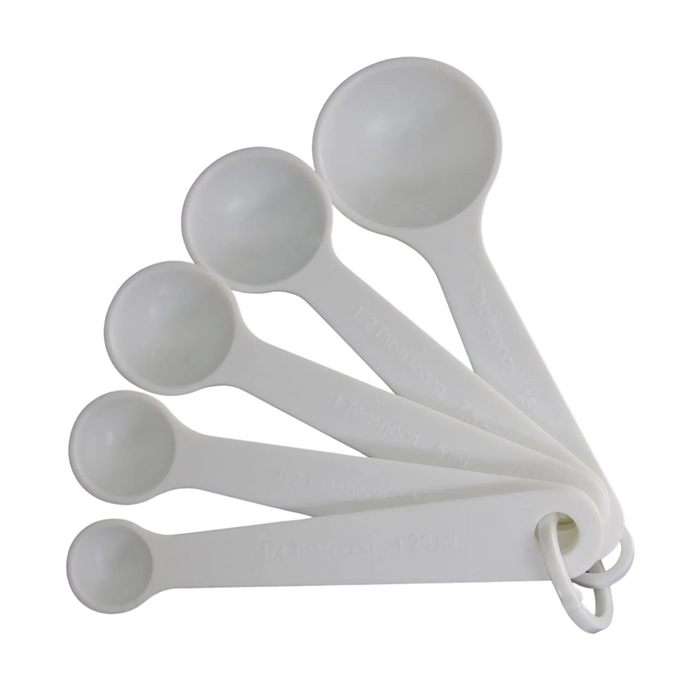 Apollo 5 White Plastic Measuring Spoons Set Kitchen Tools, Precise & Durable