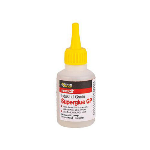 Everbuild Stick 2 Industrial Grade General Purpose Superglue, Clear, 50 grams - Everbuild