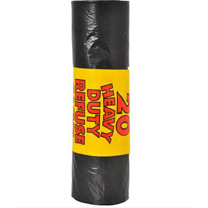 Heavy Duty Refuse Sacks 110L 20PK Black Bin Bags 110G Waste Thick