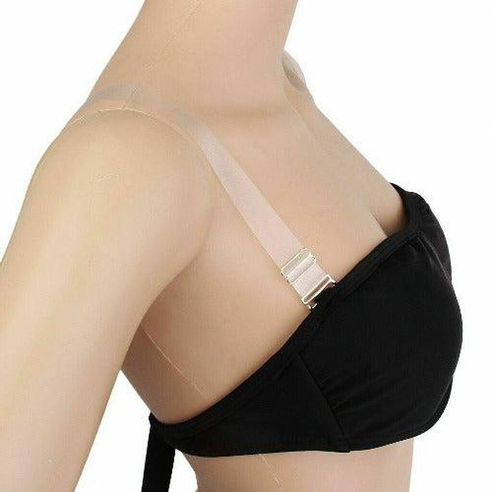 Pair Adjustable Detachable Transparent Clear Invisible Bra Straps Metal Hook