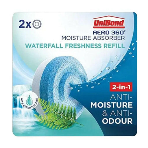 UniBond Aero 360° Waterfall Refill Freshness Dehumidifier Moisture Condensation Absorbers Refill 2 Tabs - UniBond