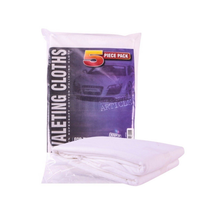 5 peice Car Valeting Lint Free 100% Supersoft Cotton Polishing Cloths Cleaning Wash - Martin Cox