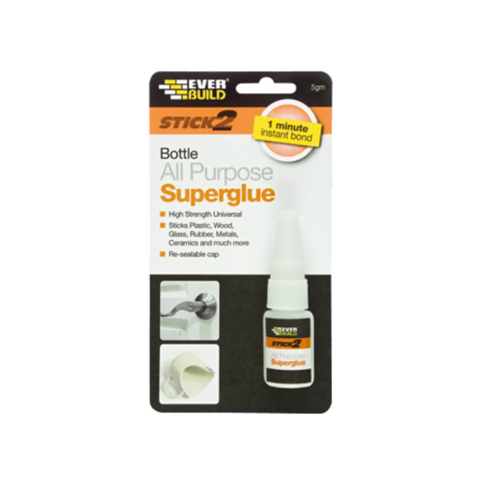 Everbuild Stick 2 All Purpose Superglue 5g High Strength Universal Plastic - Everbuild